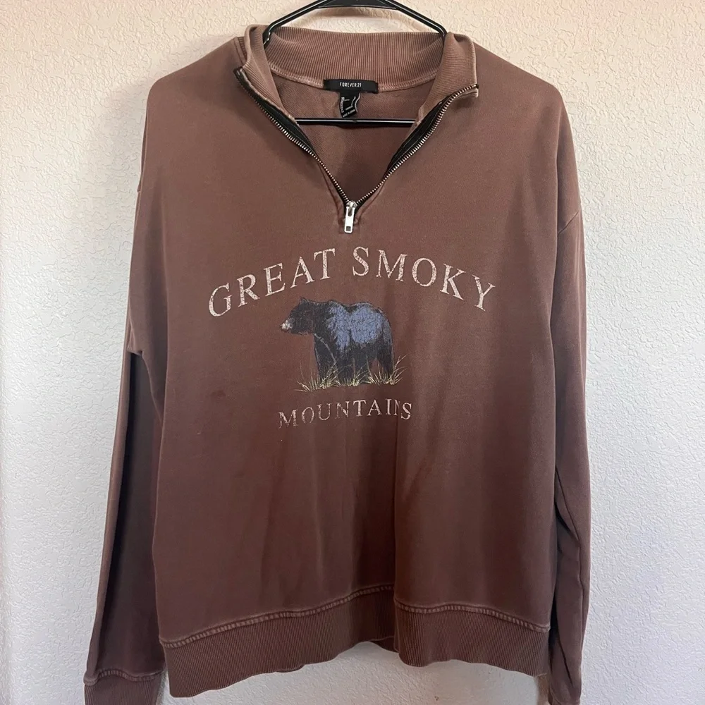 Forever 21 Great Smoky Mountains Quarter Zip - Picture 1 of 6